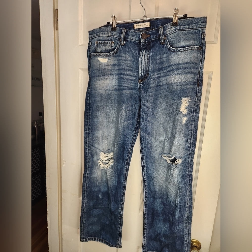 Distressed Blue Jeans